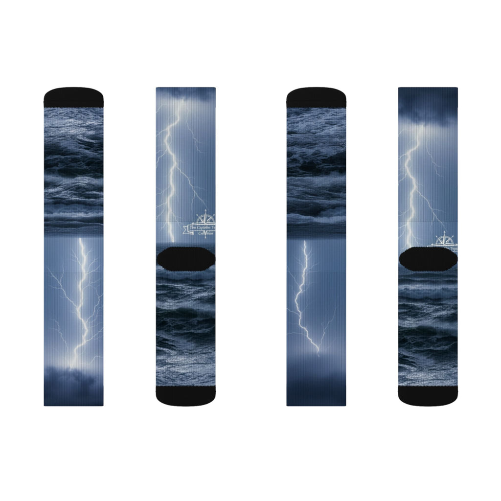 Storm Lightning Sublimation Socks — Nautical Thunder Crew Socks
