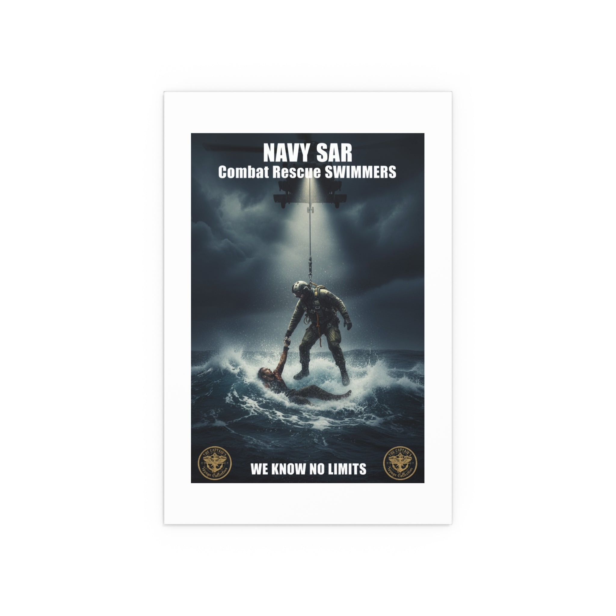 Rescue Diver Silk Poster — Dramatic Ocean Rescue Wall Art