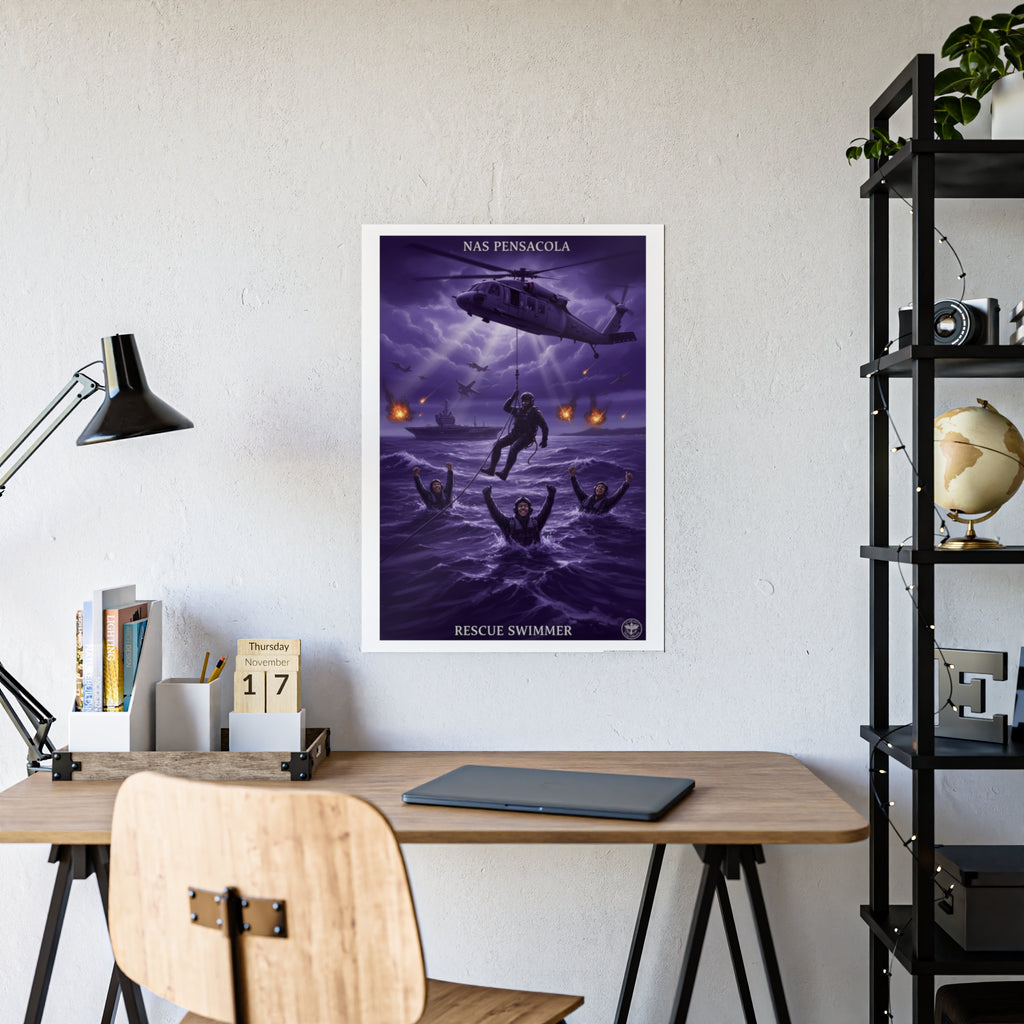 Rescue Swimmer Gloss Poster — NAS Pensacola Military Aviation Print