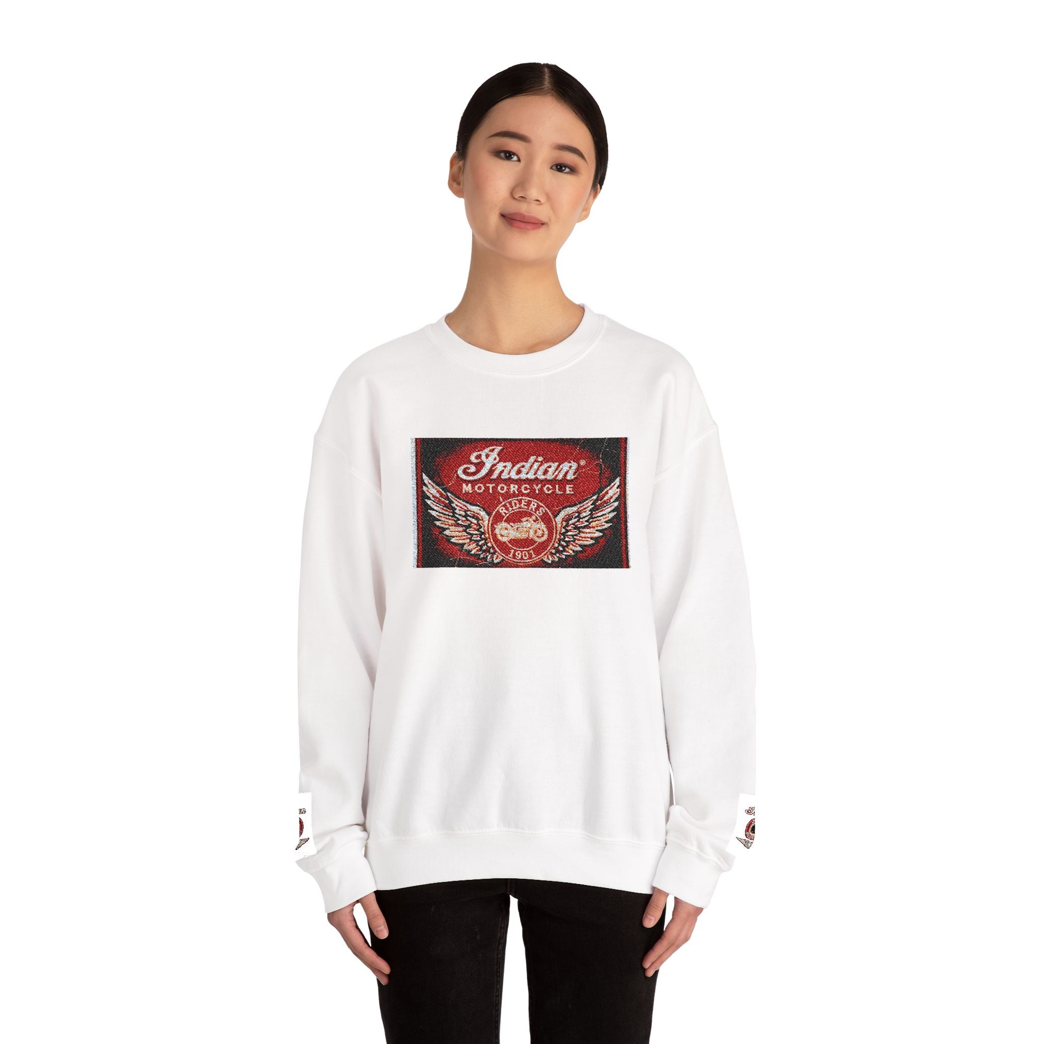 Vintage Motorcycle Crewneck Sweatshirt — 'Indian Motorcycles' Winged Logo
