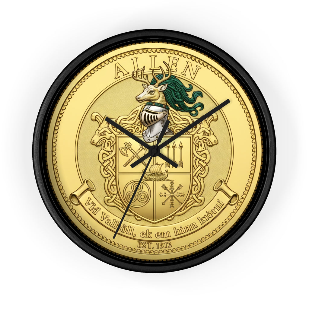 Wall Clock — Aitken Family Crest Gold Coat of Arms Clock