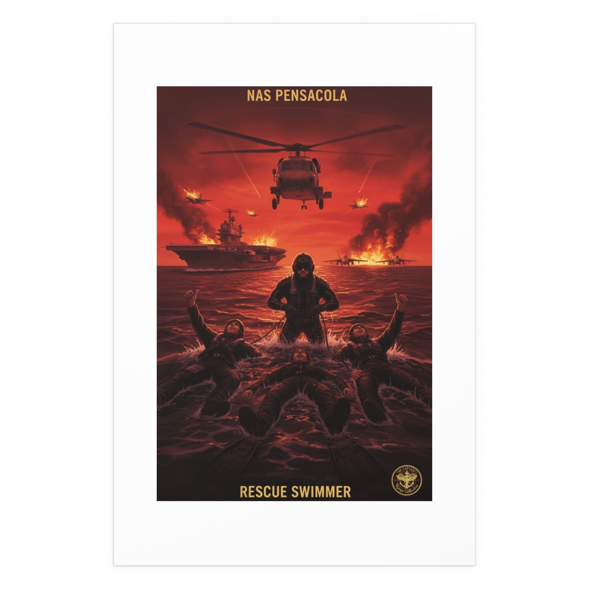 Rescue Swimmer Silk Poster — NAS Pensacola Military Print