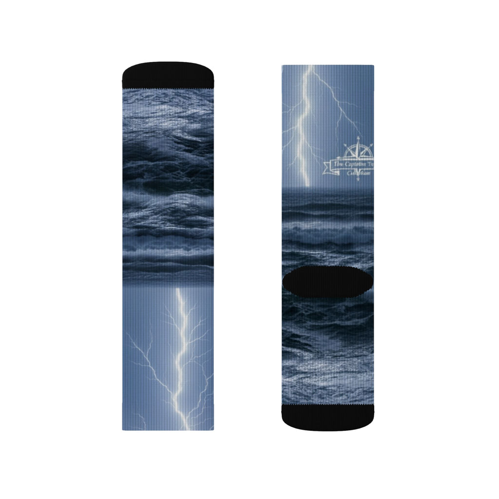 Storm Lightning Sublimation Socks — Nautical Thunder Crew Socks