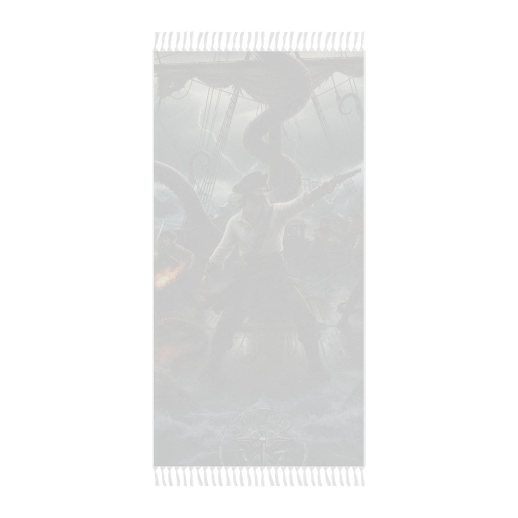 Pirate Battle Beach Towel — Kraken Shipwreck Boho Fringe Throw