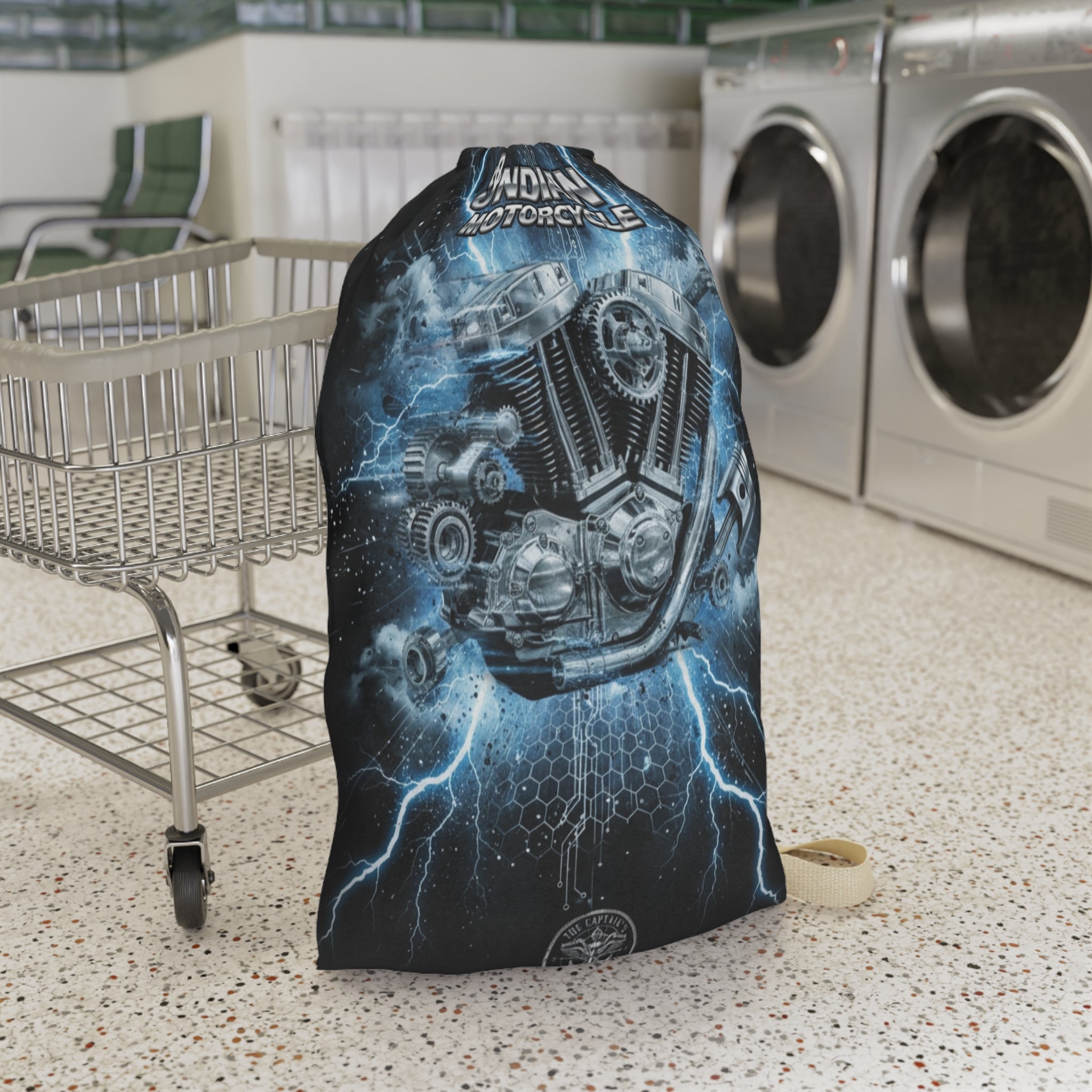 Indian Motorcycle Lightning Engine Laundry Bag