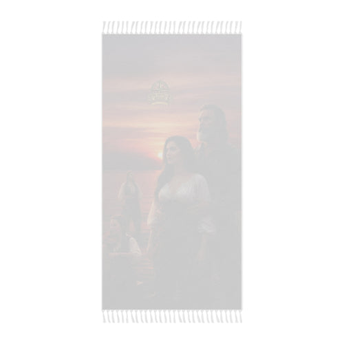 Boho Beach Towel — Vintage Nautical Sunset Scene