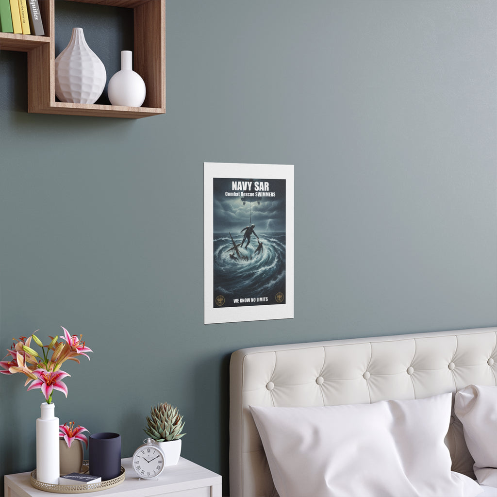 Stormy Sea Silk Poster — Dramatic Sailor Rescue Wall Art (Indoor/Outdoor)