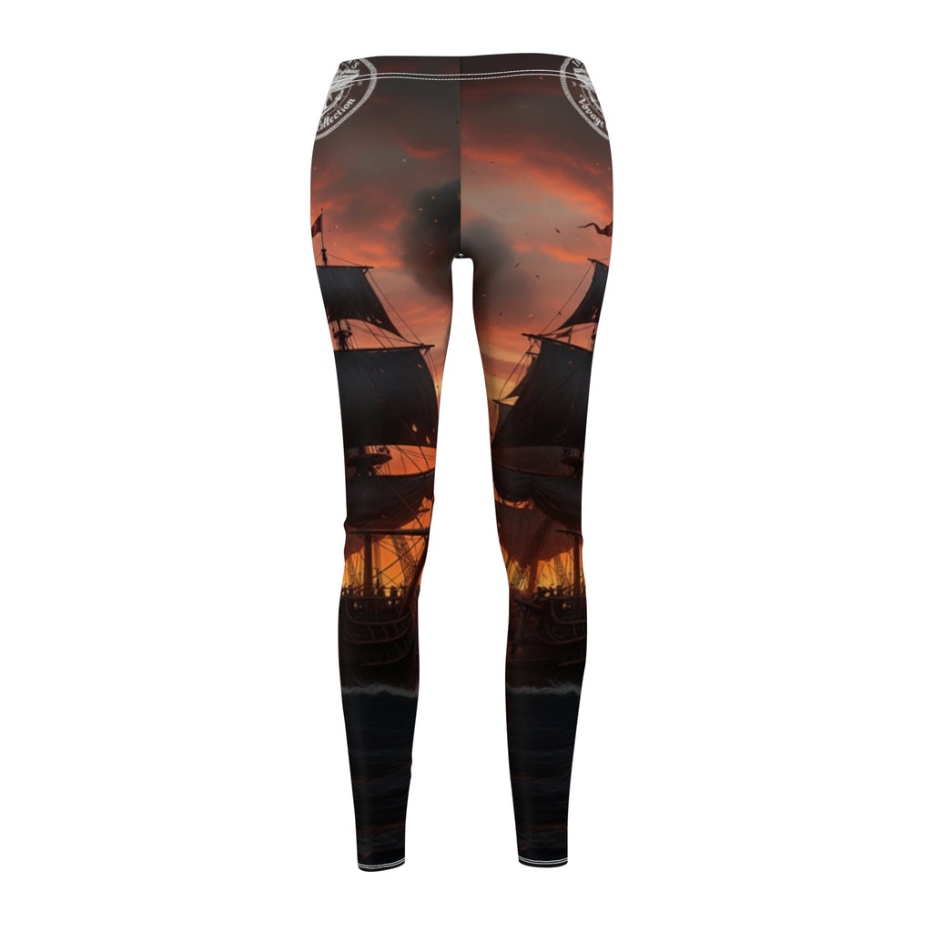 Sunset Pirate Ship Leggings — Women's Nautical Sunset AOP Leggings