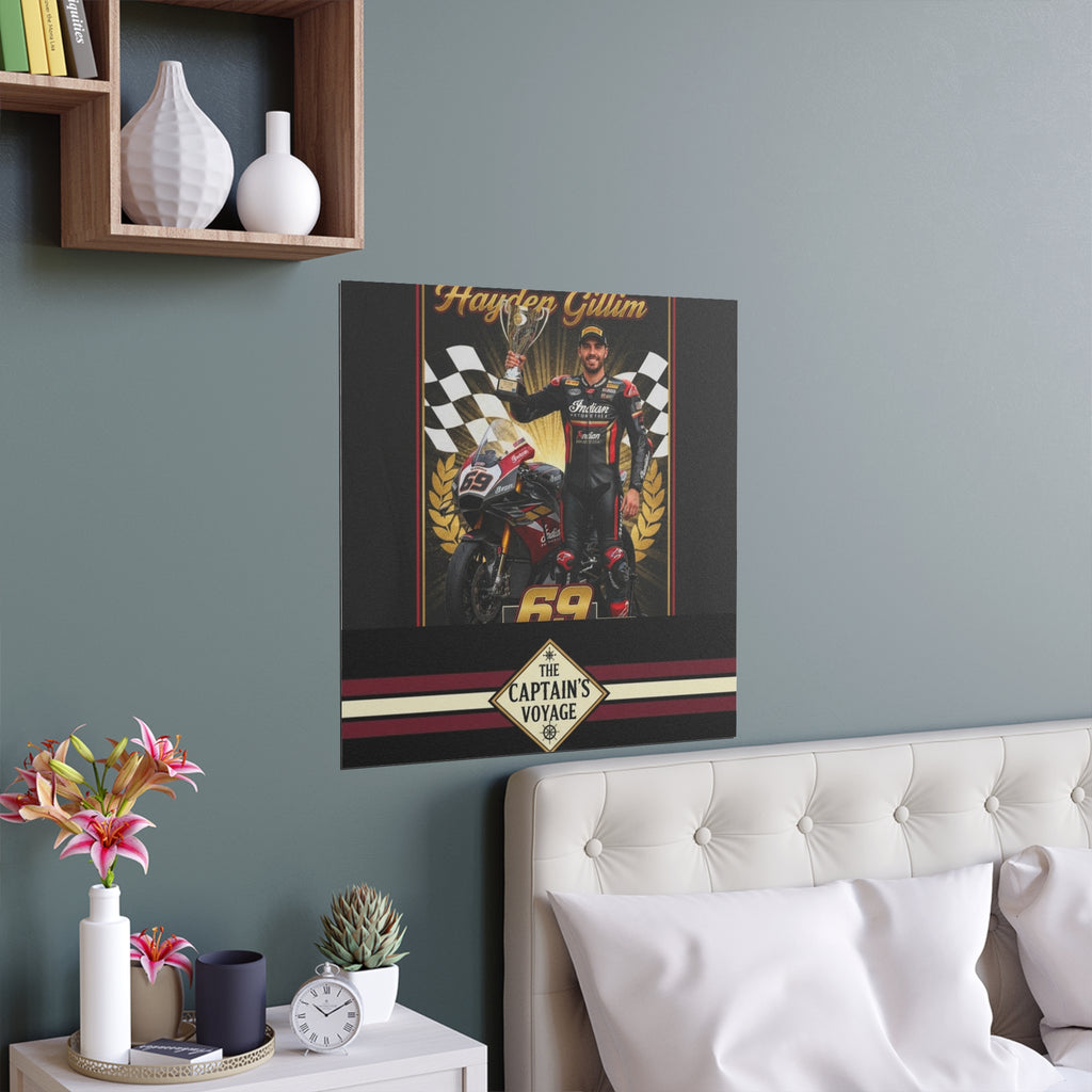 Racing Champion Silk Poster — “Winner’s Circle 69” Motorcycle Wall Art (Indoor/Outdoor)