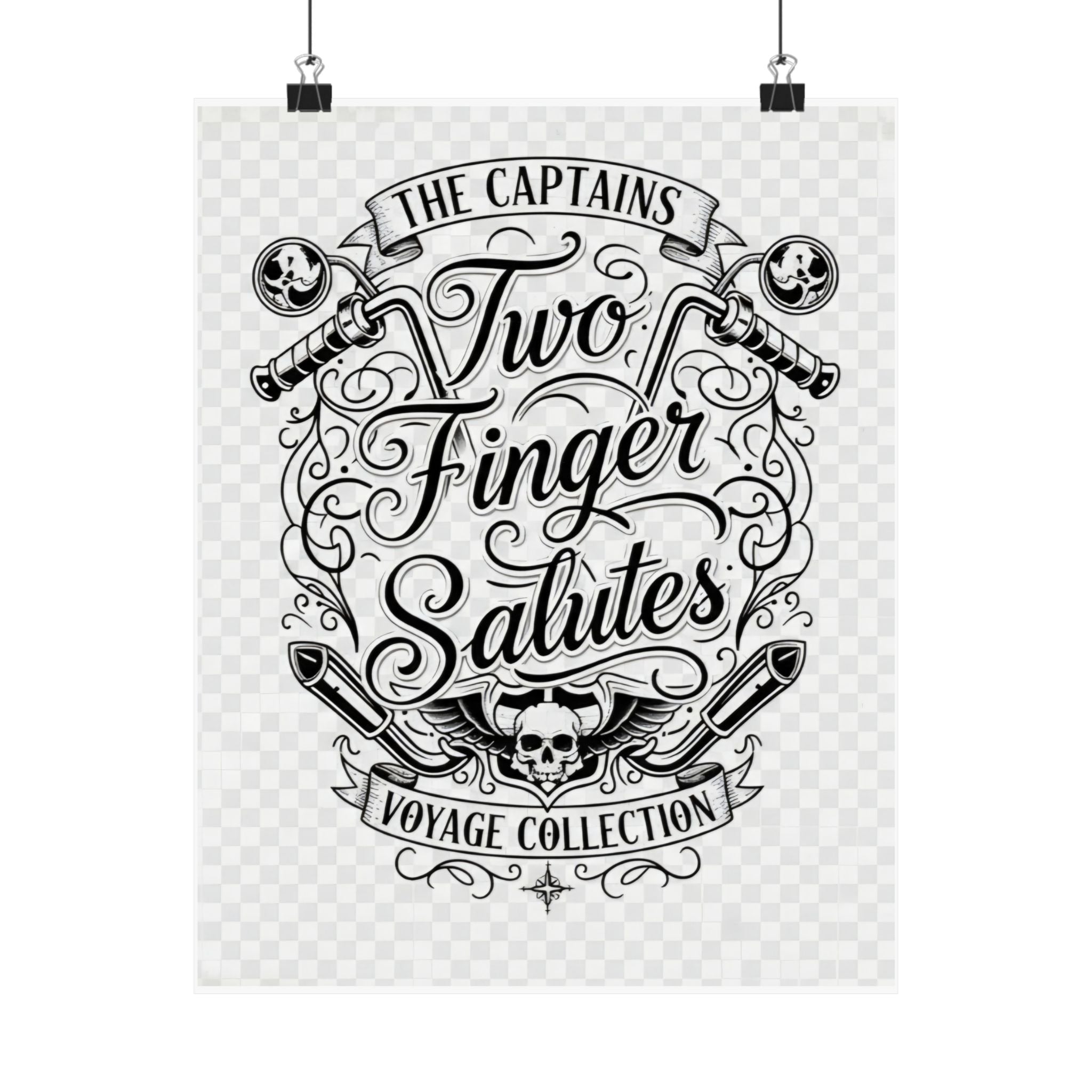Two Finger Salutes Poster — Vintage Nautical Skull Voyage Wall Art
