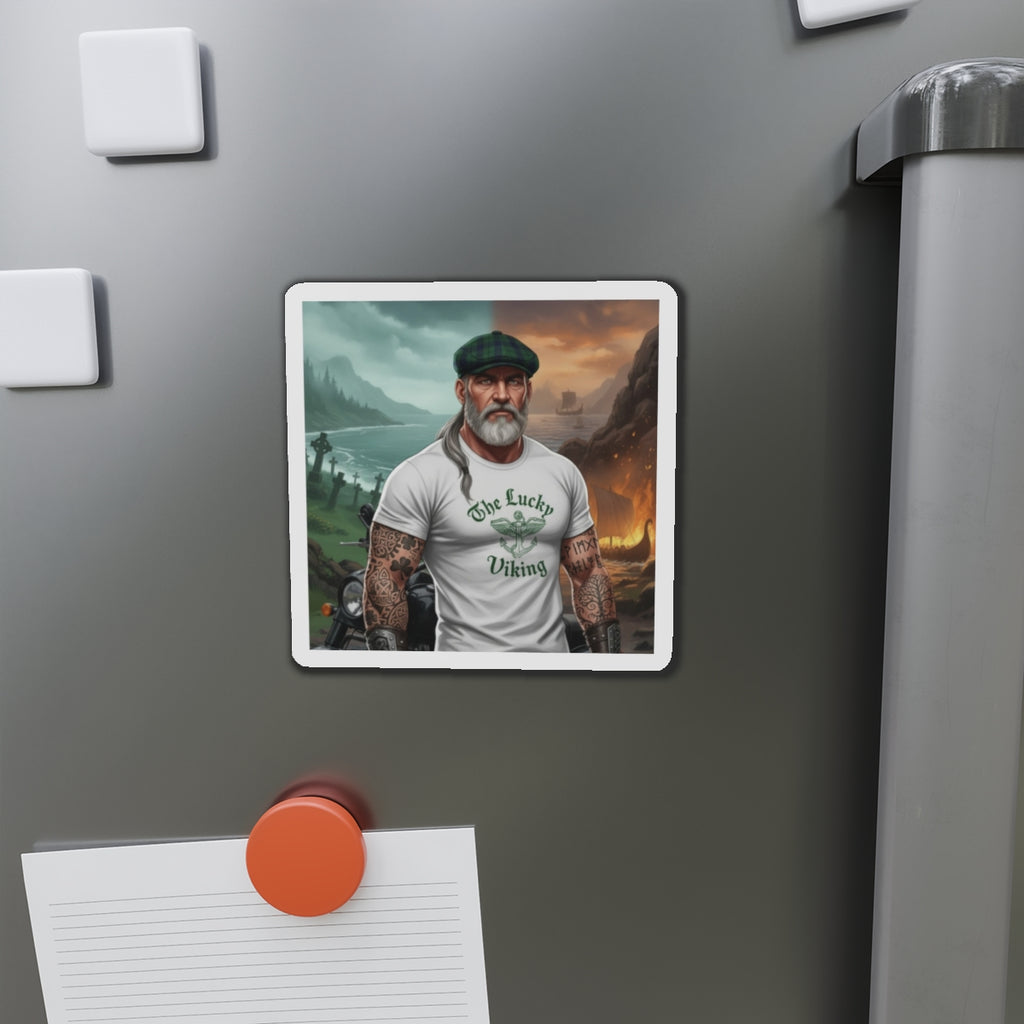 Die-Cut Magnet — "The Lucky Viking" Bearded Biker Design