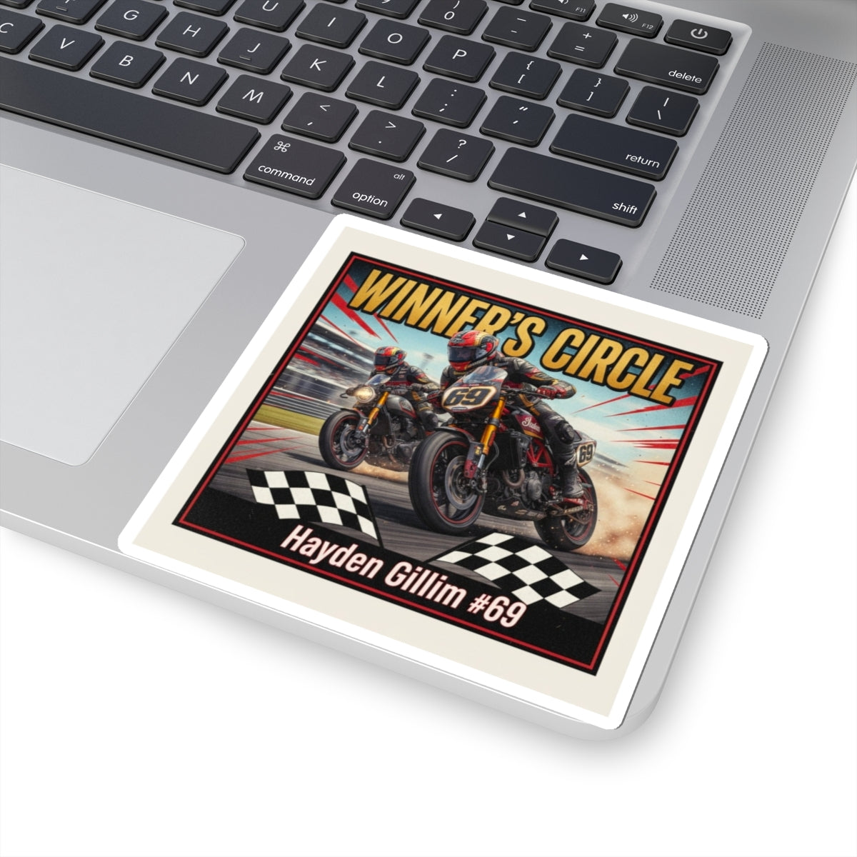 Winner's Circle Motorcycle Sticker — Personalized Hayden Gillim #69 Racing Decal