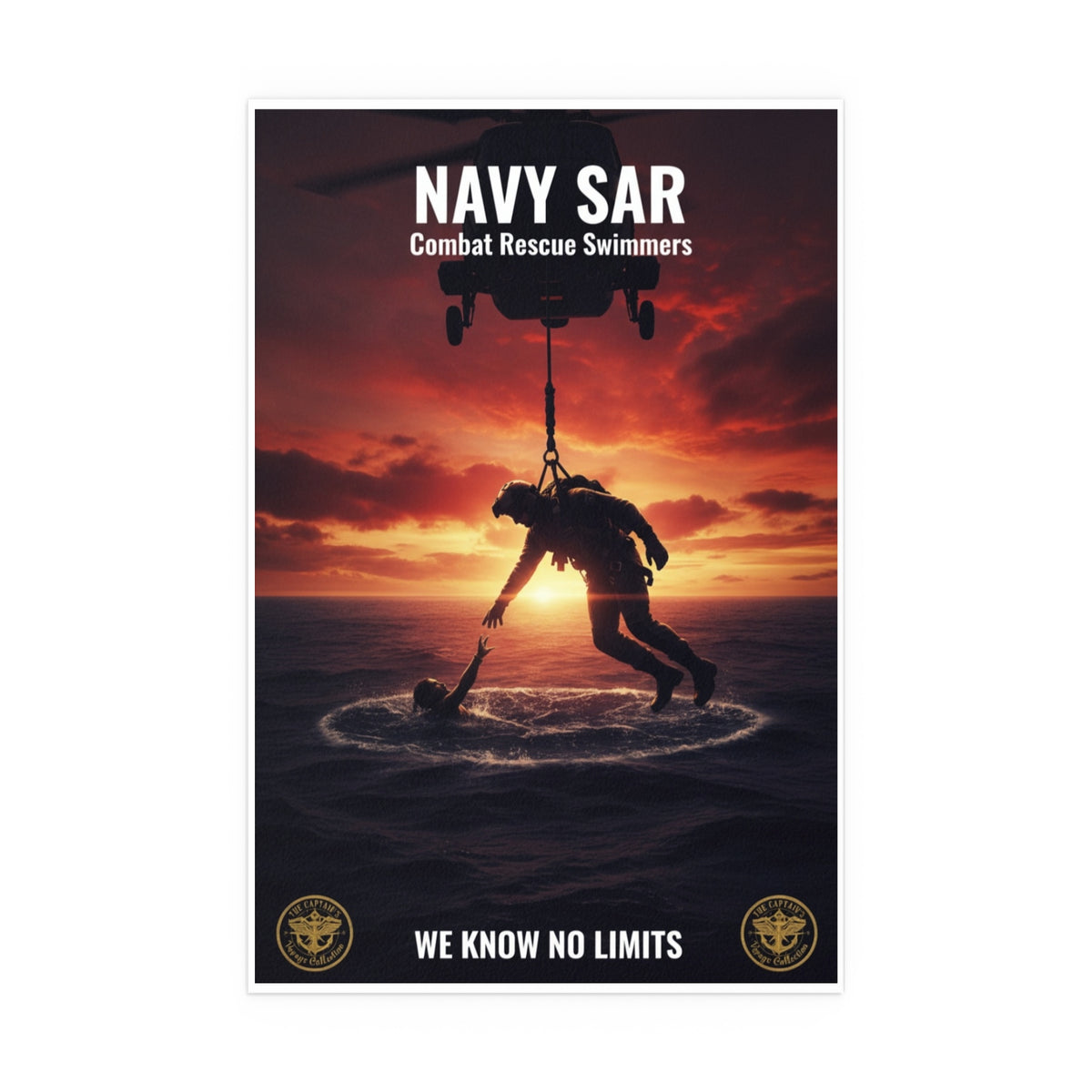 Navy SAR Combat Rescue Swimmers Silk Poster – Military Helicopter Rescue Wall Art