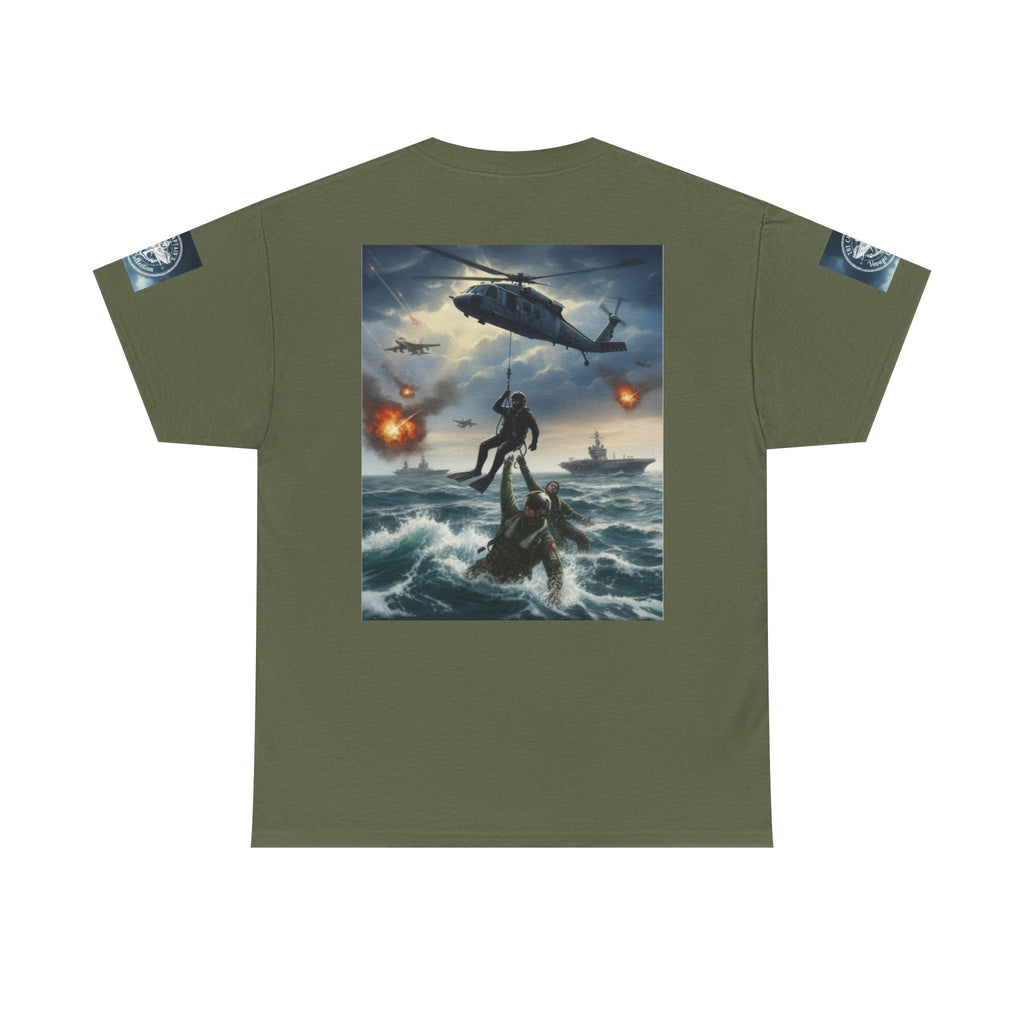 Navy Search & Rescue Graphic Tee — SAR Helicopter Rescue Scene