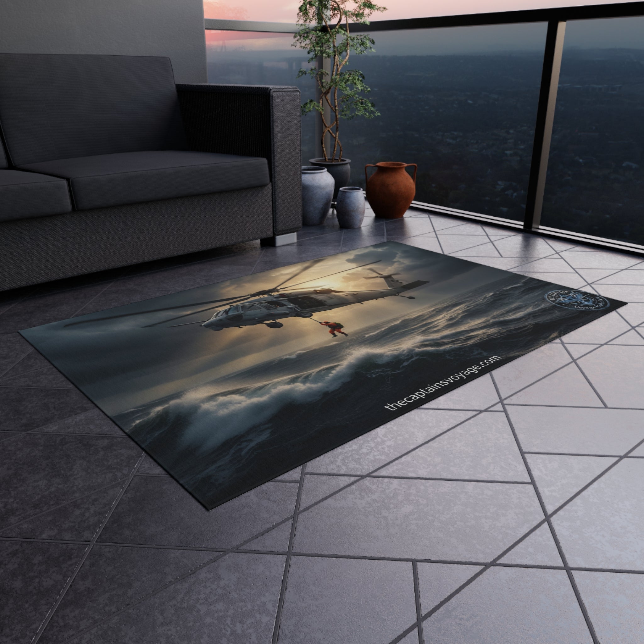 Outdoor Rug – Navy SAR Rescue Helicopter Scenic Mat