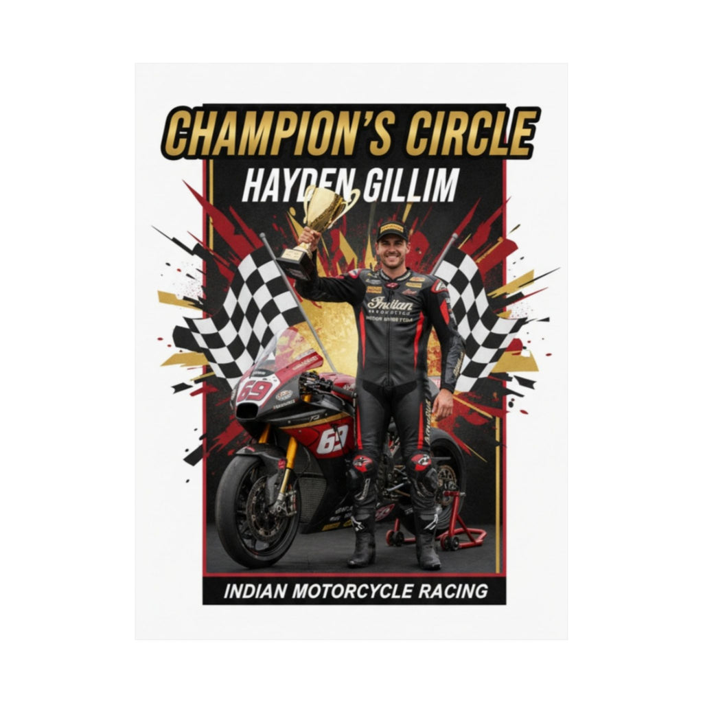 Champion's Circle Motorcycle Racing Poster — Hayden Gillim Matte Vertical Print