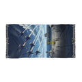 Navy Blue Angels Beach Towel — Vintage Airshow Scene with Fleet Jet Formation