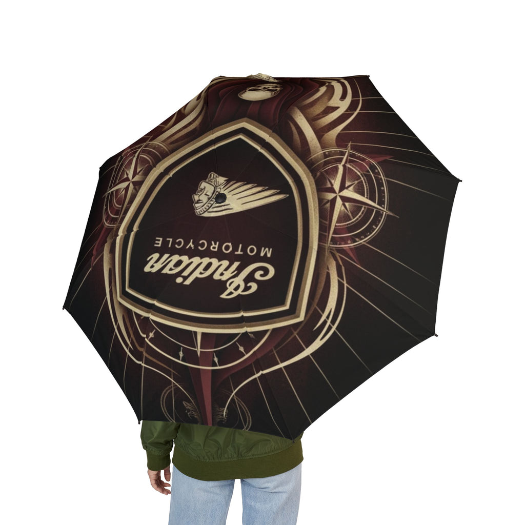 Foldable Umbrella — Vintage Shield Crest Design, Semi-Automatic Compact Travel Umbrella