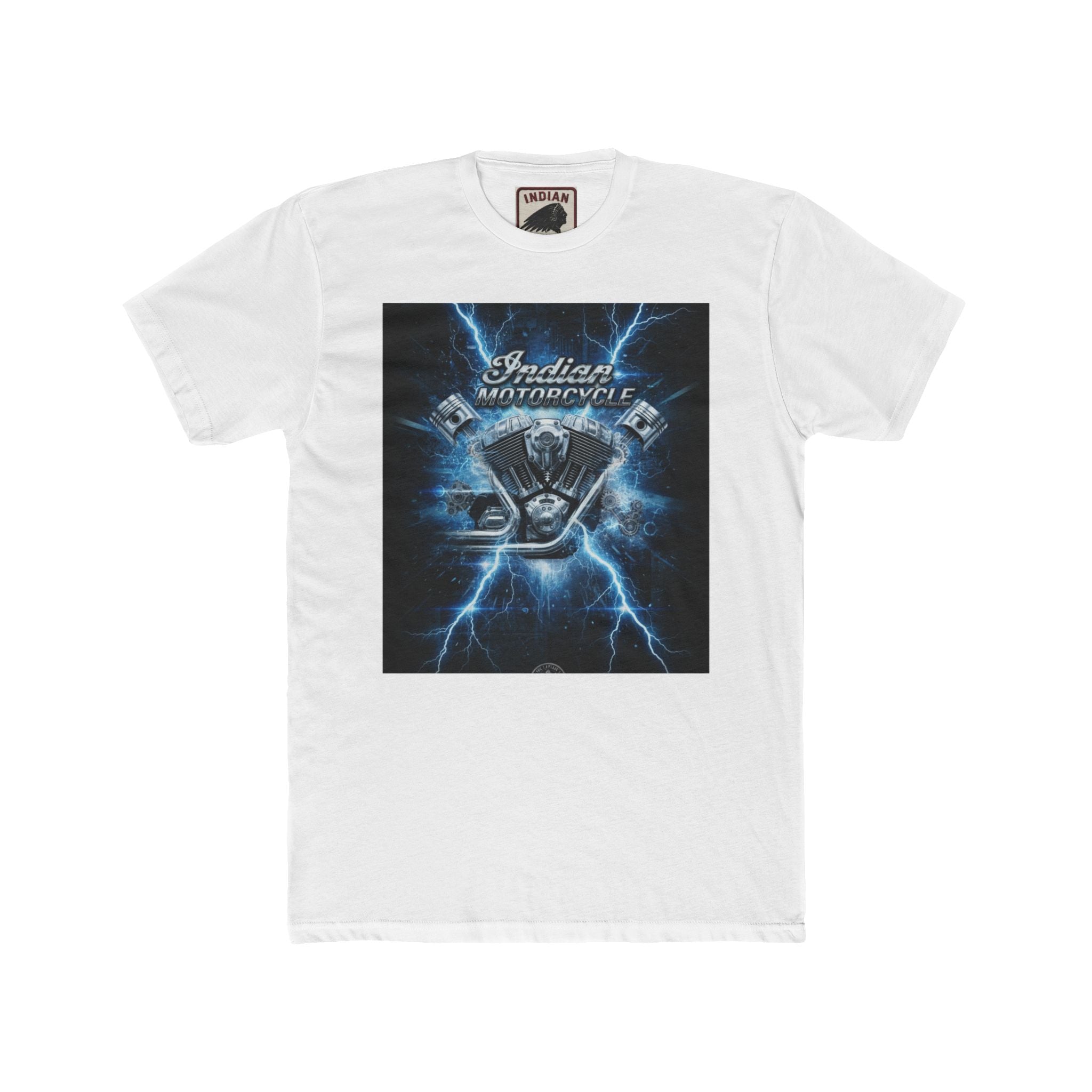 Indian Motorcycle Lightning Engine Tee — Vintage Biker Graphic T-Shirt