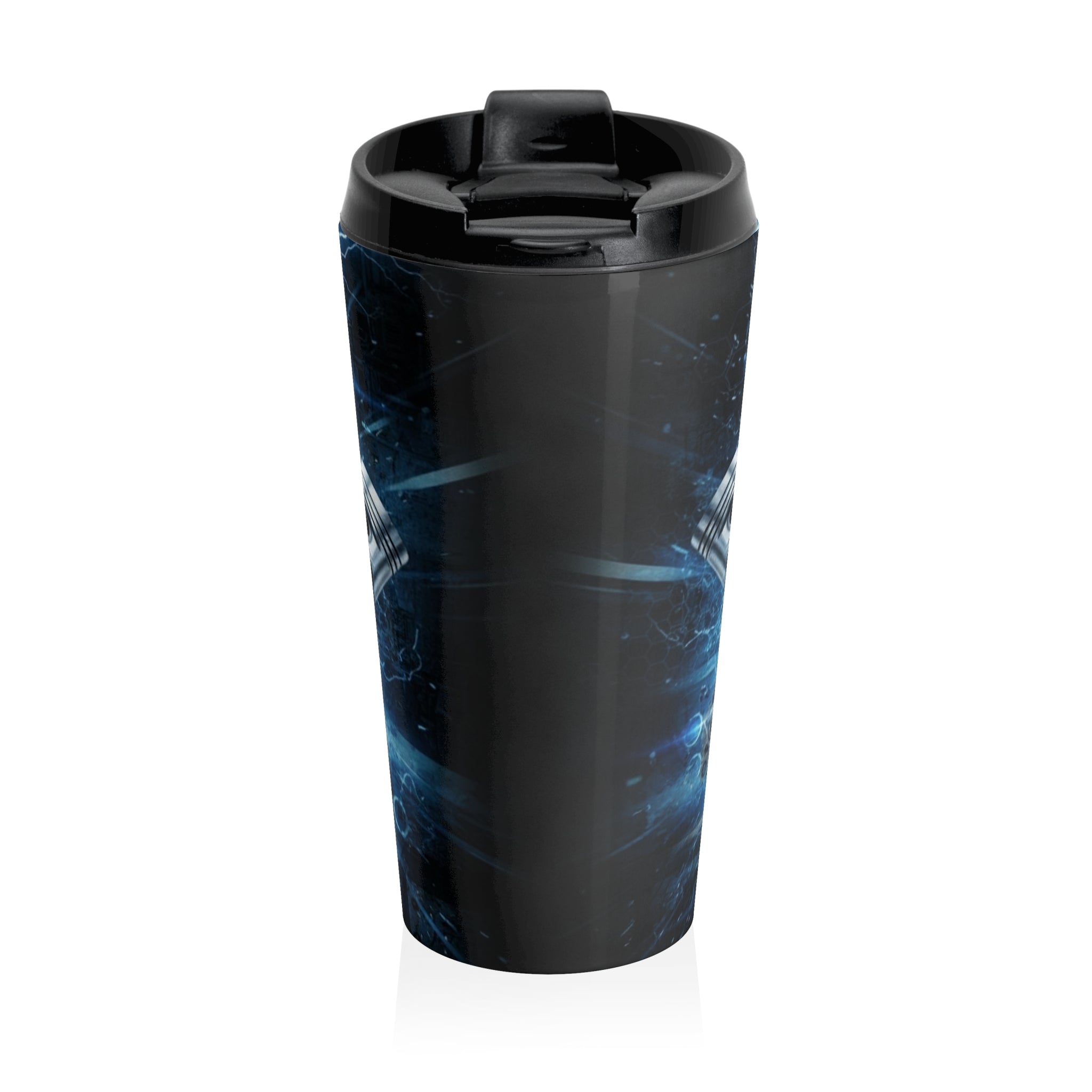 Indian Motorcycle Stainless Steel Travel Mug – Blue Lightning Engine Design
