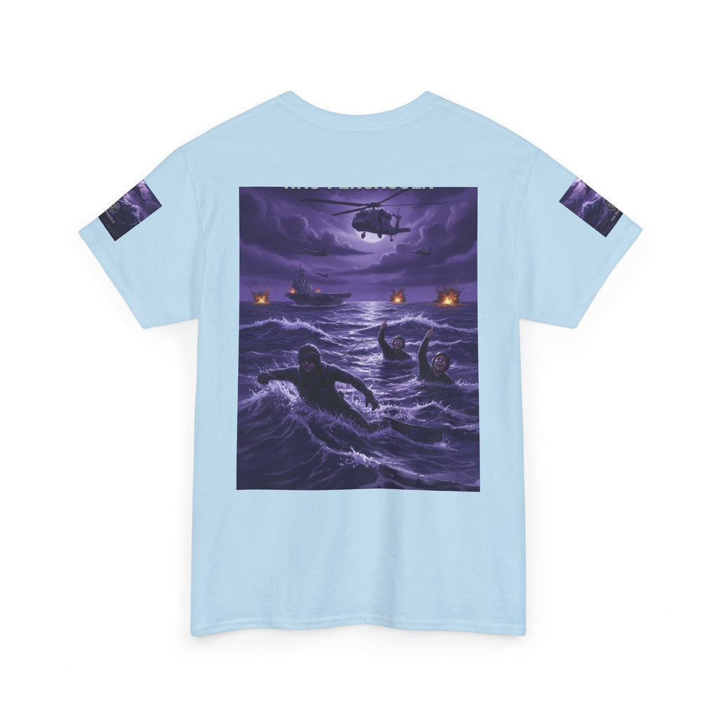 Rescue Night Tee — Purple Helicopter Sea Rescue Graphic T-Shirt