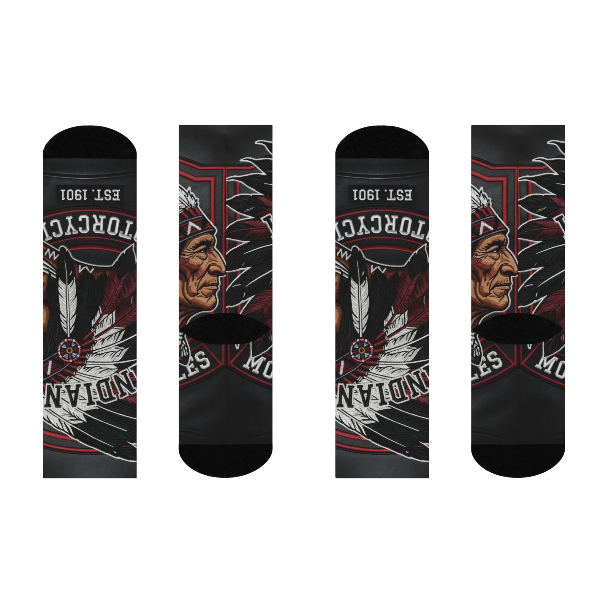 Indian Motorcycle Chief Logo Cushioned Crew Socks — Vintage Biker Socks