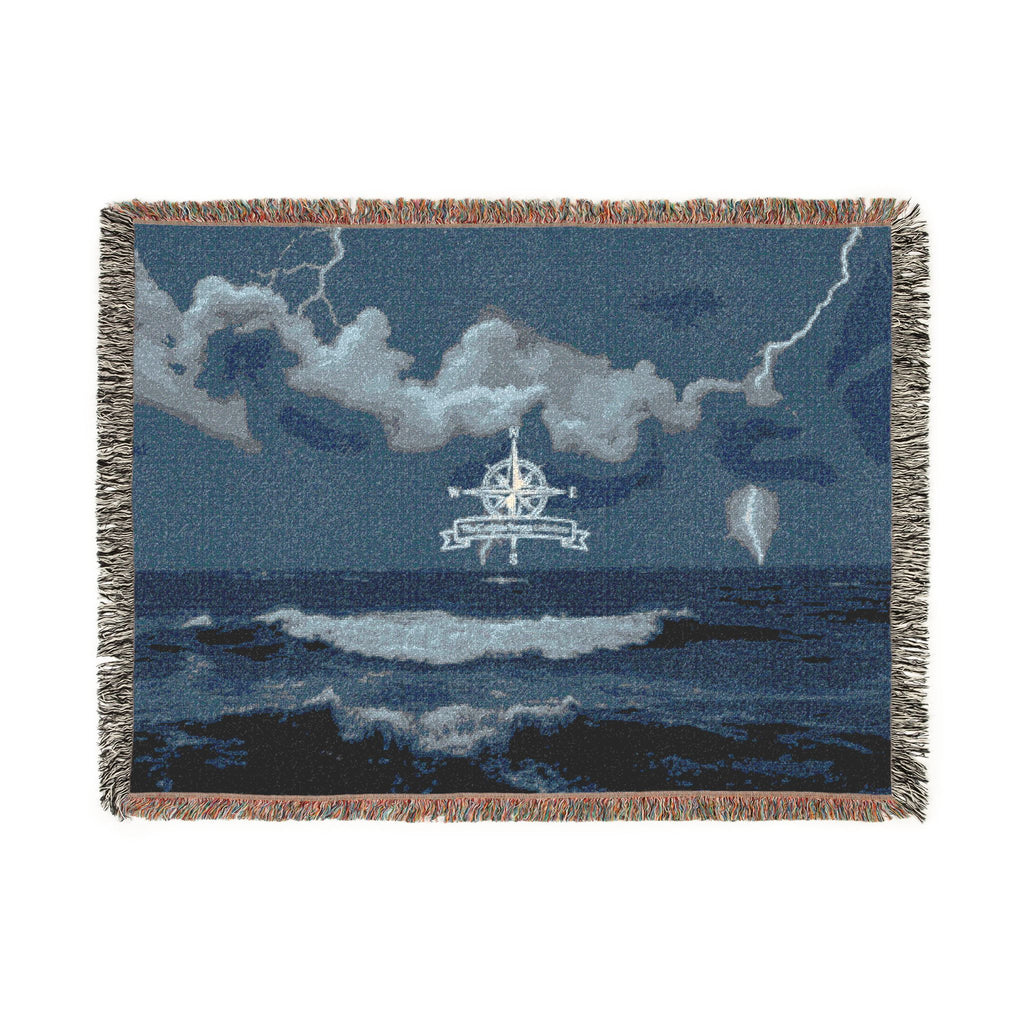 Ocean Night Woven Blanket — Nautical Ship Throw