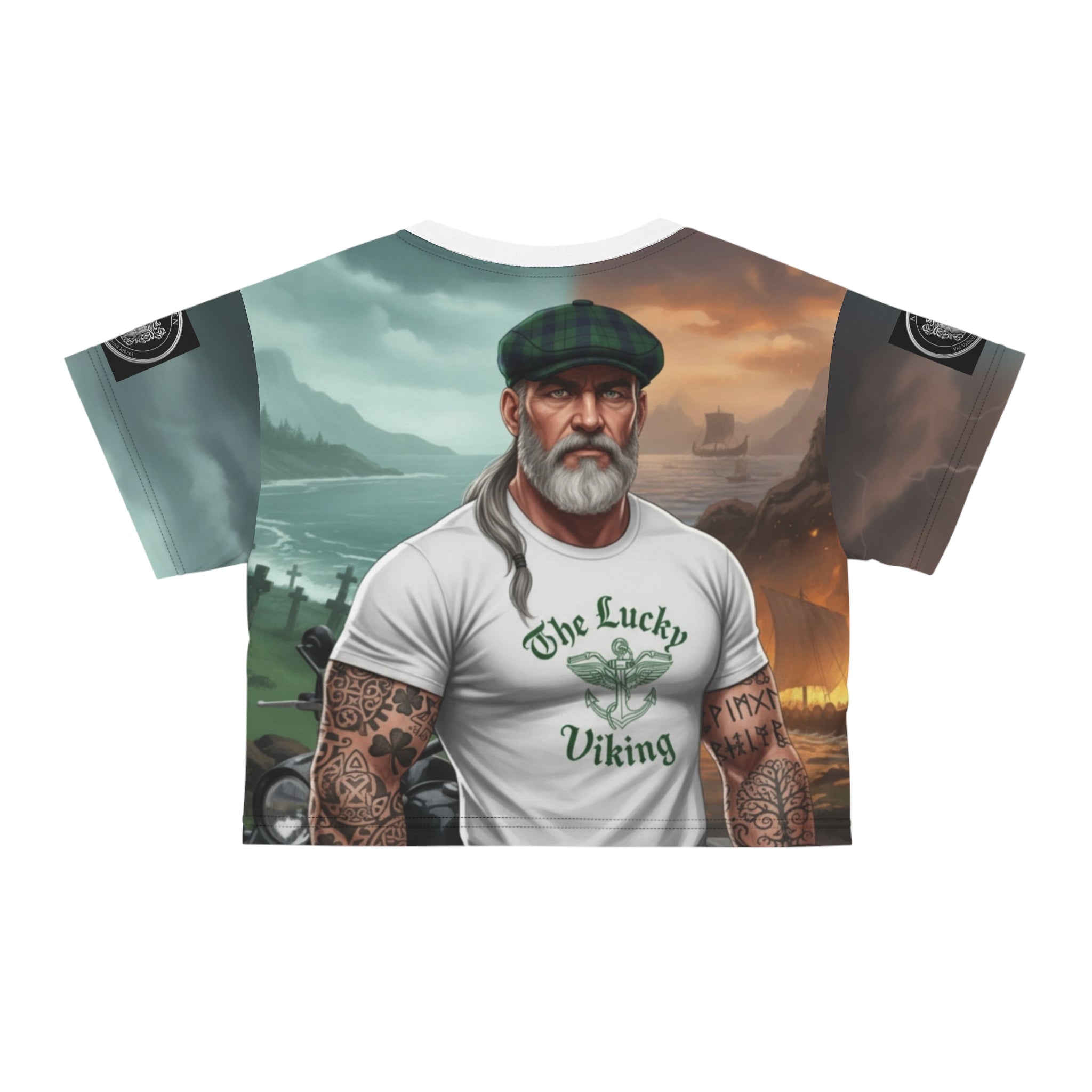 Lucky Viking Crop Tee — Irish Celtic Motorcycle St. Patrick's Day Top