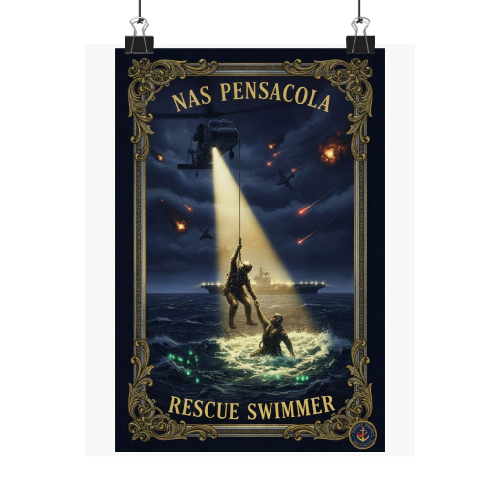 Rescue Swimmer Poster — NAS Pensacola Matte Vertical Wall Art