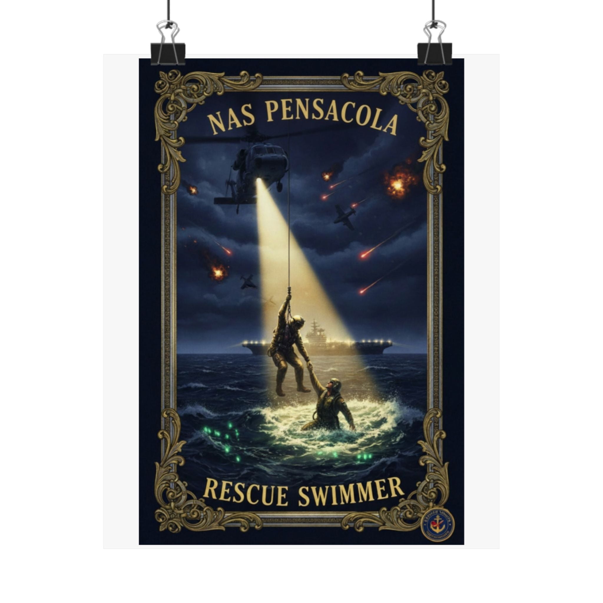 Rescue Swimmer Poster — NAS Pensacola Matte Vertical Wall Art
