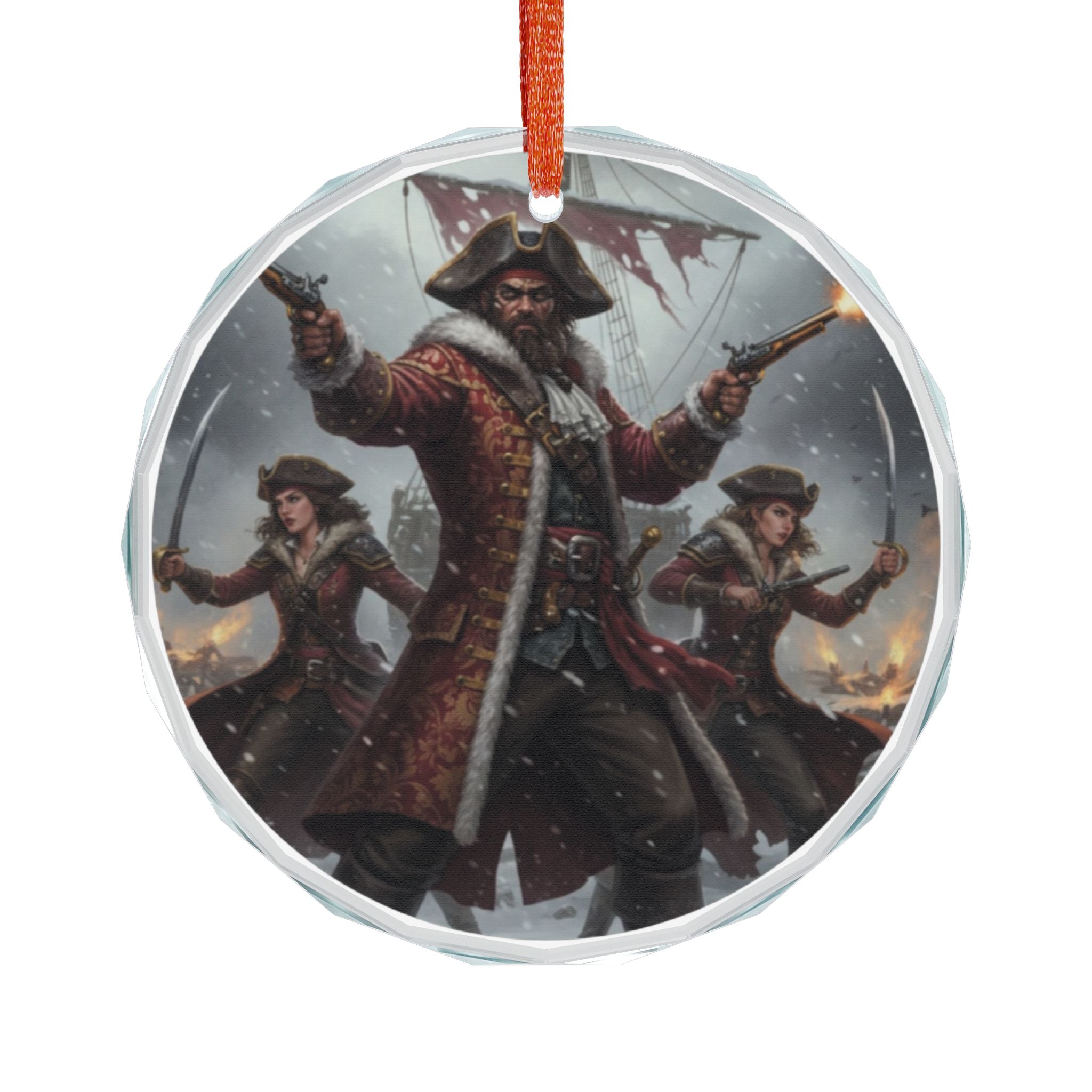 Pirate Captain Heart Crystal Ornament — Nautical Holiday Decor for Sea Adventure Fans