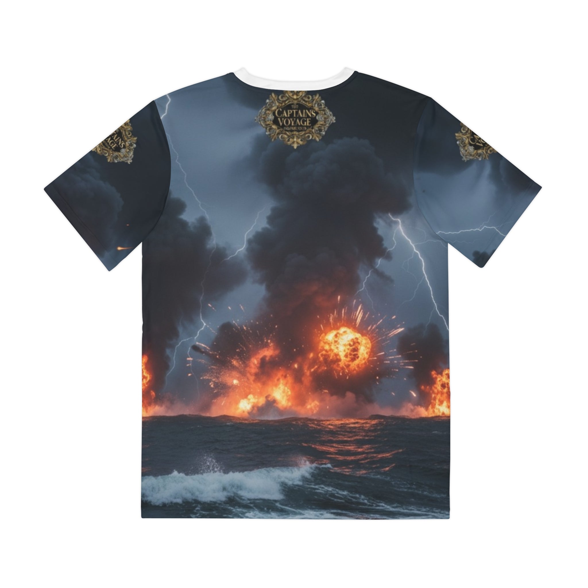 Pirate Sea Battle All-Over Print Tee — Dramatic Sunset Naval Warfare Graphic Shirt
