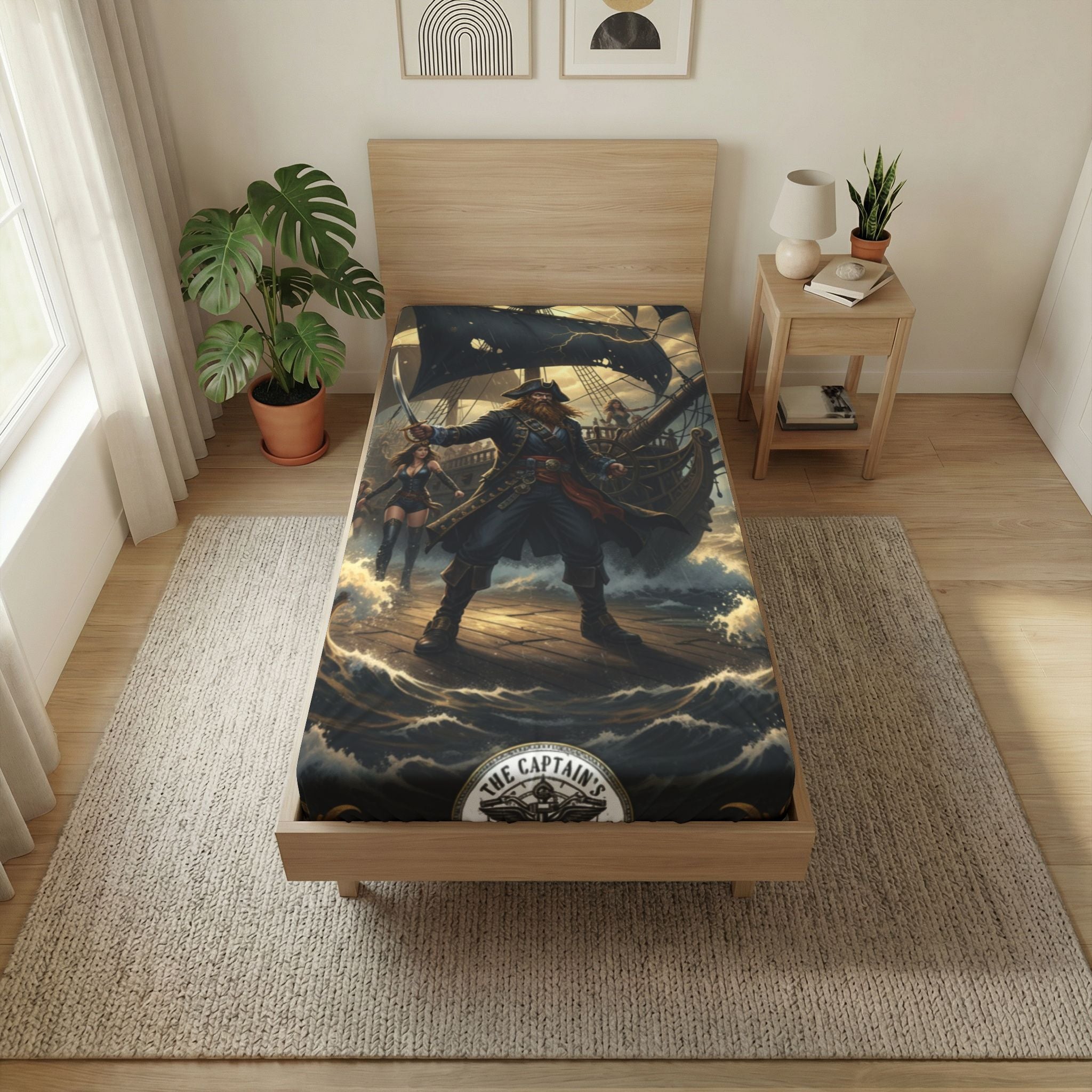 Pirate Captain Twin Sheet — Stormy Seas Nautical Bedding