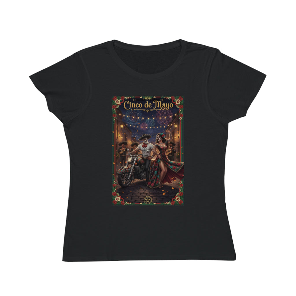 Cinco de Mayo Day of the Dead Motorcycle T‑Shirt — Día de Muertos Pinup Tee