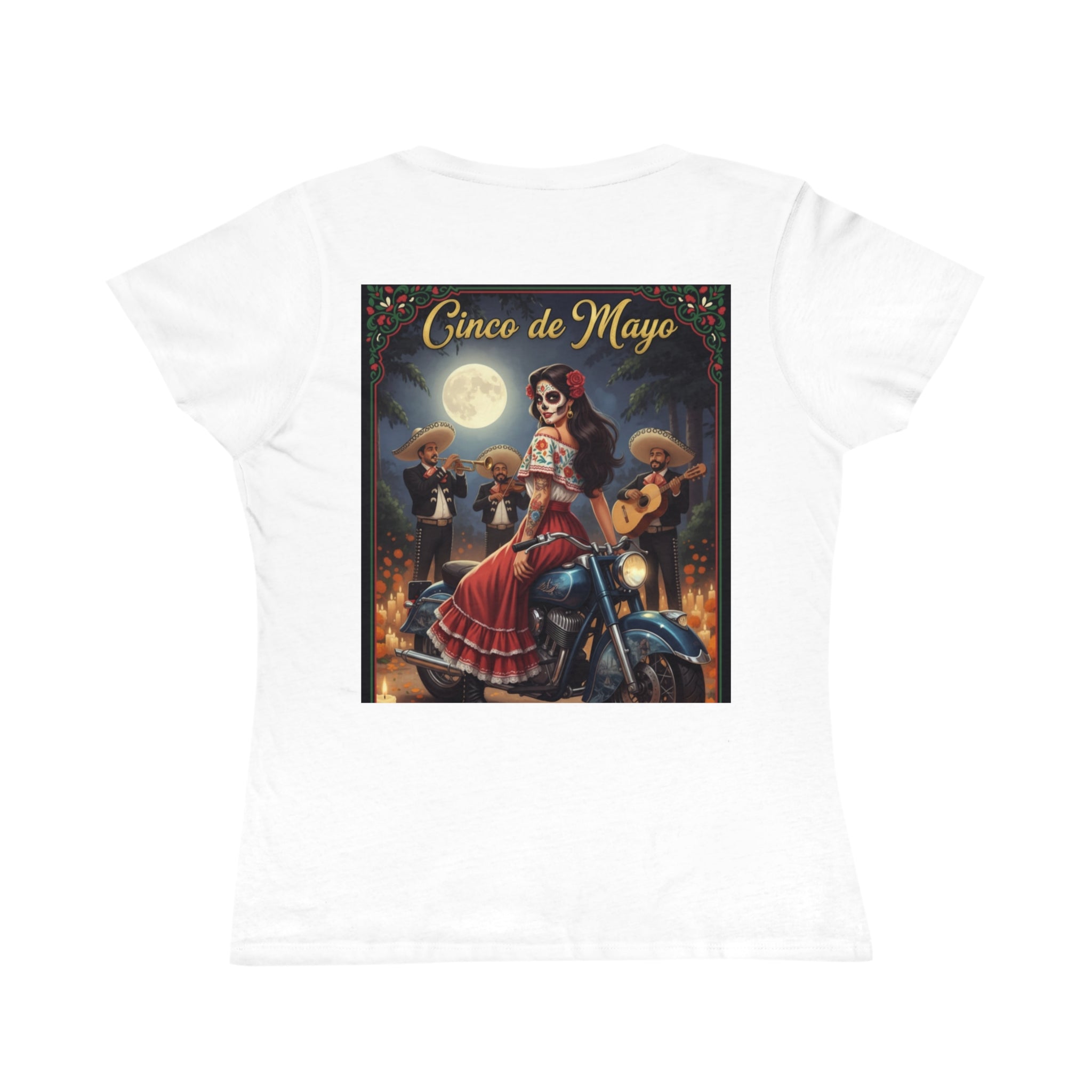 Cinco de Mayo Day of the Dead Motorcycle T‑Shirt — Día de Muertos Pinup Tee