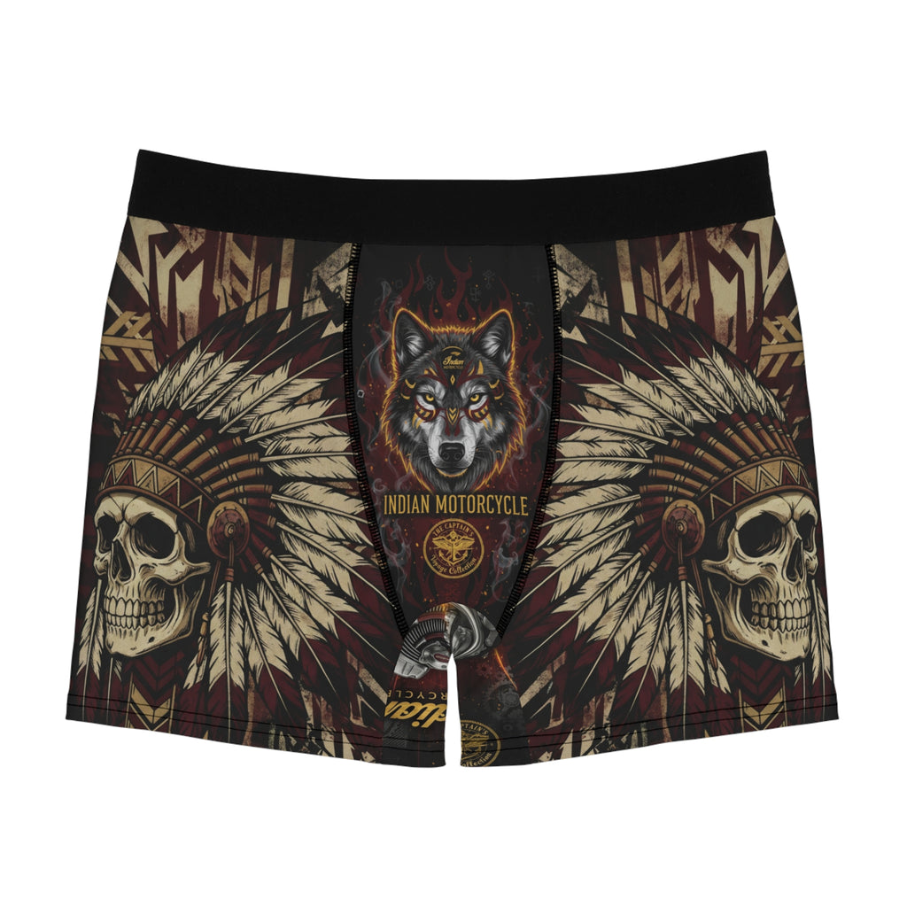 Indian Motorcycle Boxer Briefs — Vintage Wolf & Skull Biker Design