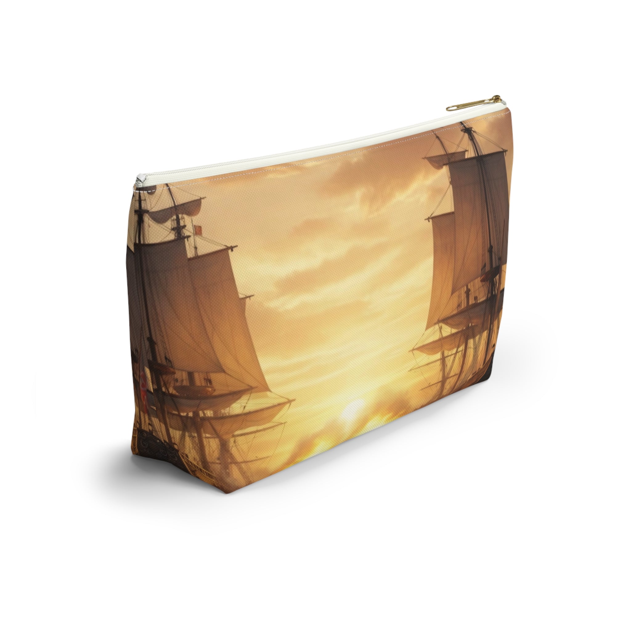 Vintage Naval Battle Accessory Pouch — Sunset Warship Makeup Bag