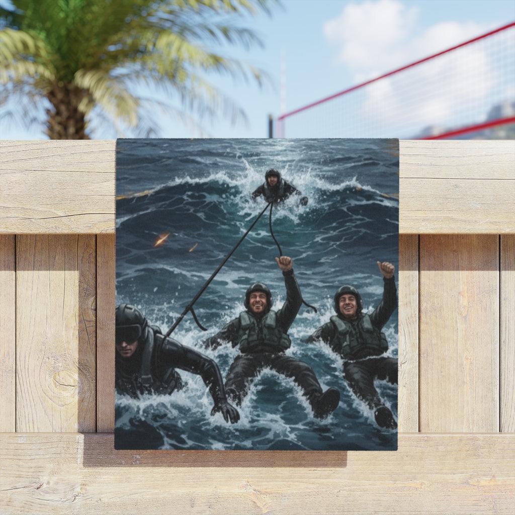 Rescue Swimmer Beach Towel — NAS Pensacola Vintage Sunset Design
