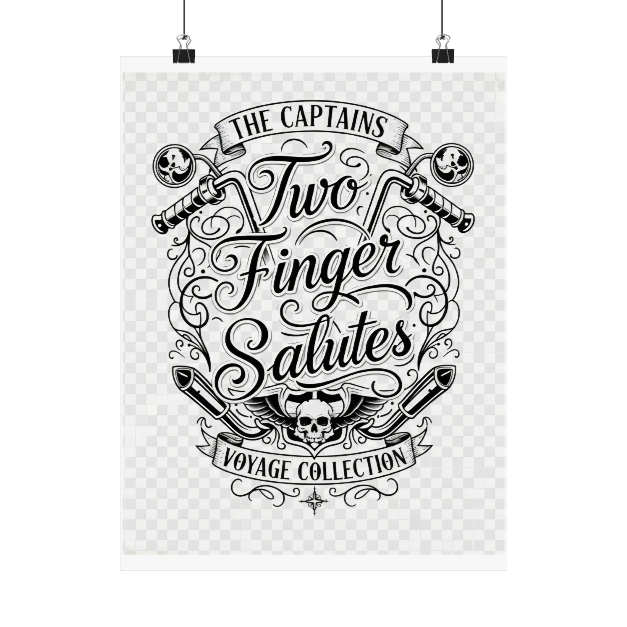 Two Finger Salutes Poster — Vintage Nautical Skull Voyage Wall Art
