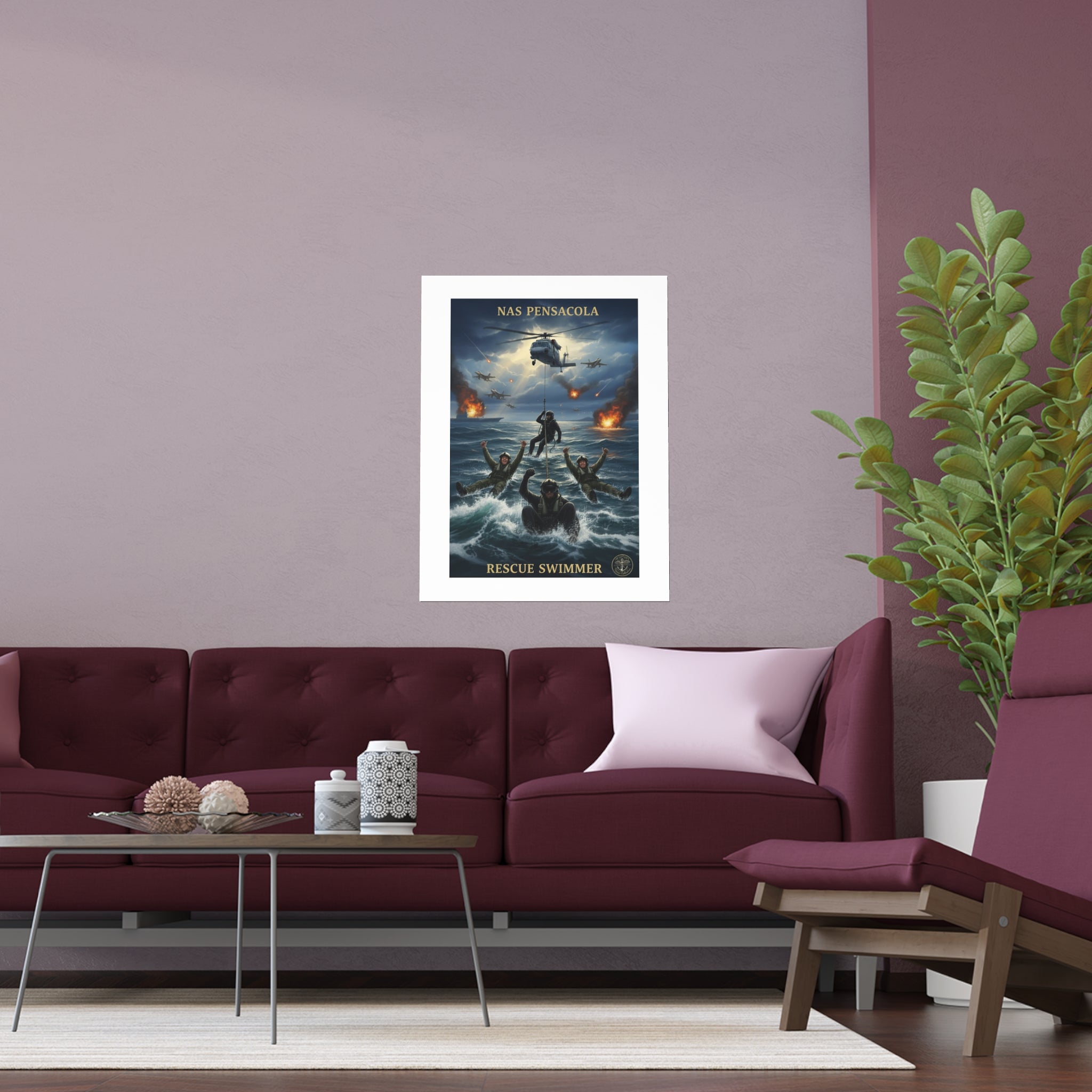 Rescue Swimmer Silk Poster — NAS Pensacola Military Aviation Art (Indoor/Outdoor)