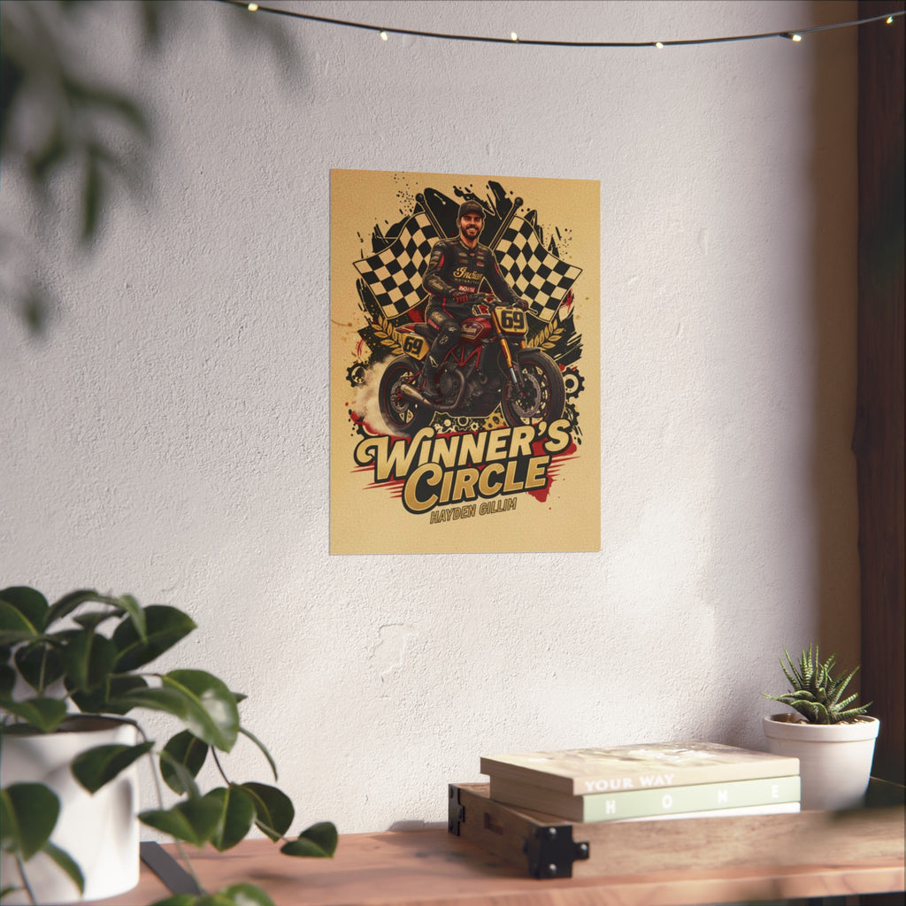 Winner's Circle Motorcycle Poster — Vintage Racing Fine Art Print