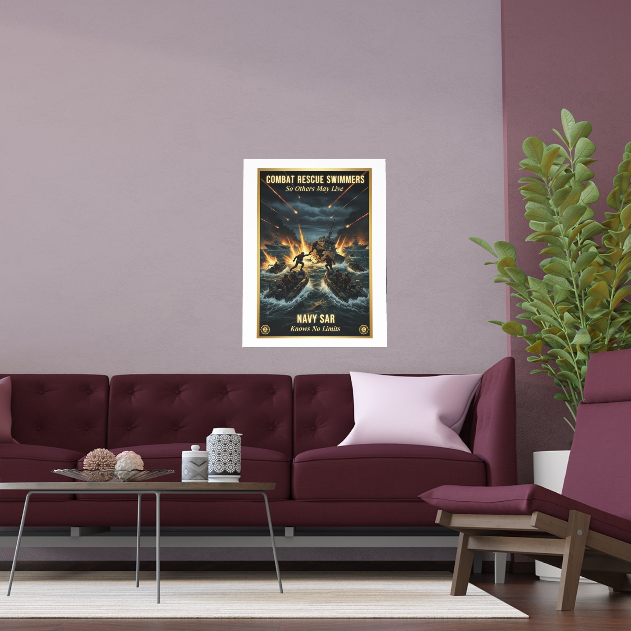 Combat Rescue Swimmers Silk Poster — 'So Others May Live' Navy SAR Wall Art