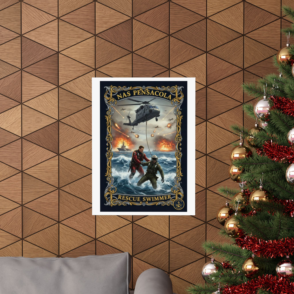Rescue Swimmer Poster – NAS Pensacola Matte Vertical Wall Art