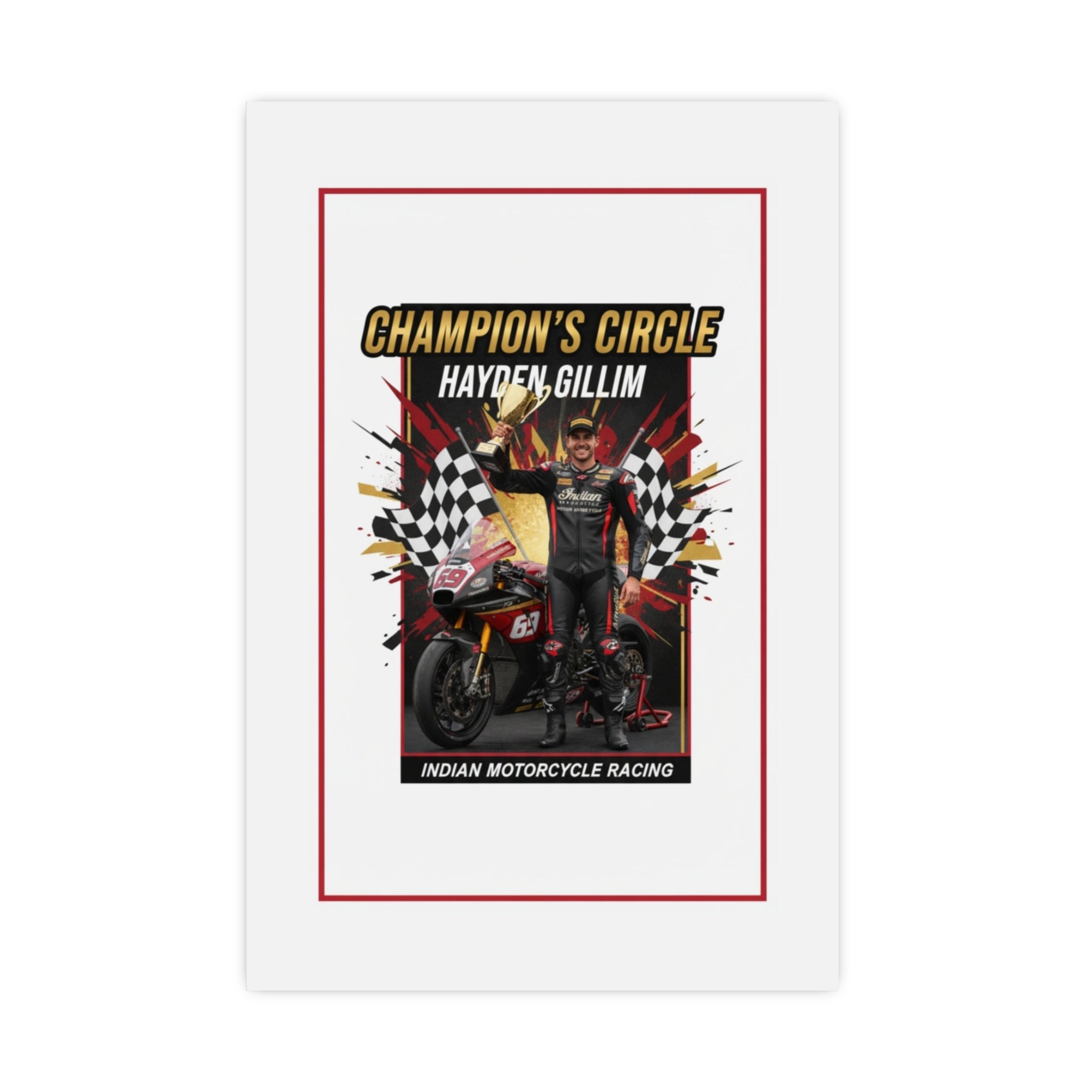 Champion's Circle Motorcycle Poster — Personalized Racing Matte Print