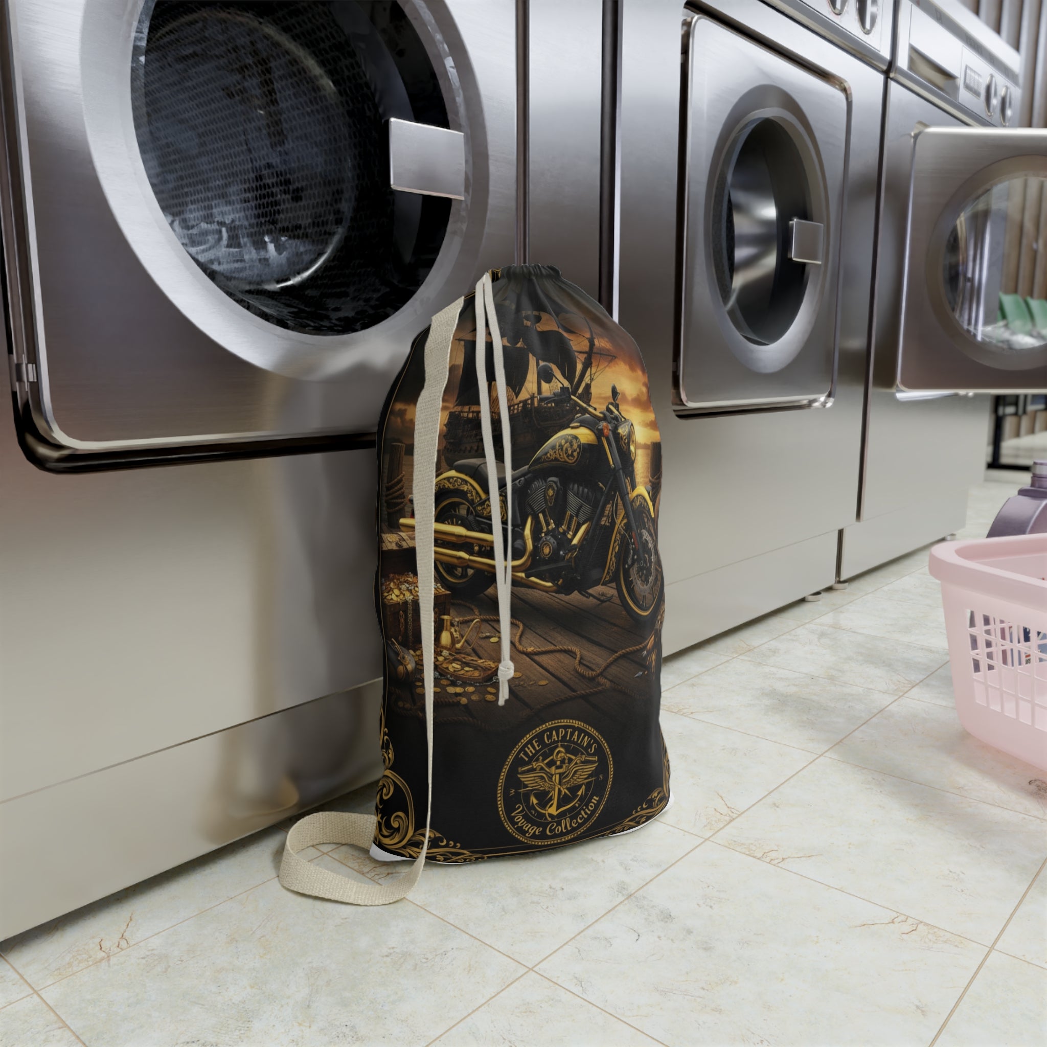 Nautical Pirate Ship Laundry Bag — Vintage Sea Captain Design