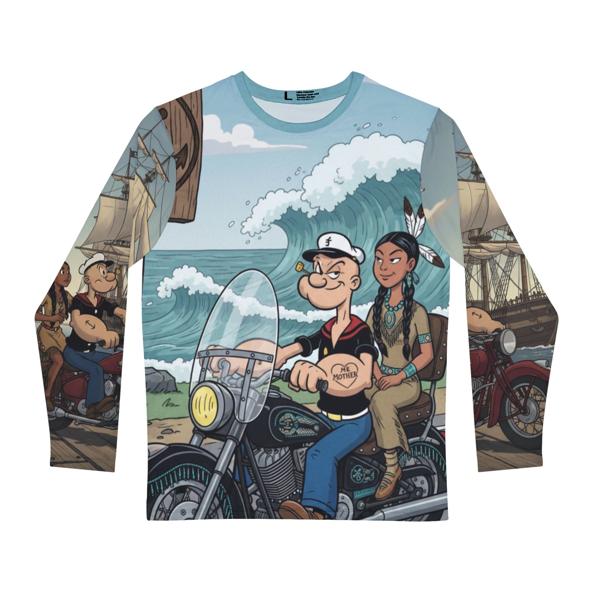 Nautical Biker All-Over Print Long Sleeve Shirt