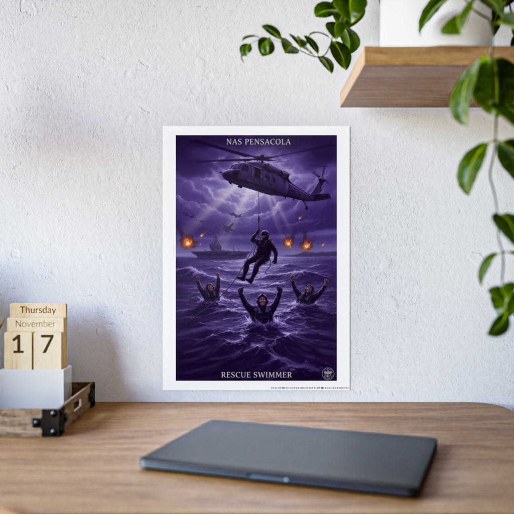 Rescue Swimmer Gloss Poster — NAS Pensacola Military Aviation Print