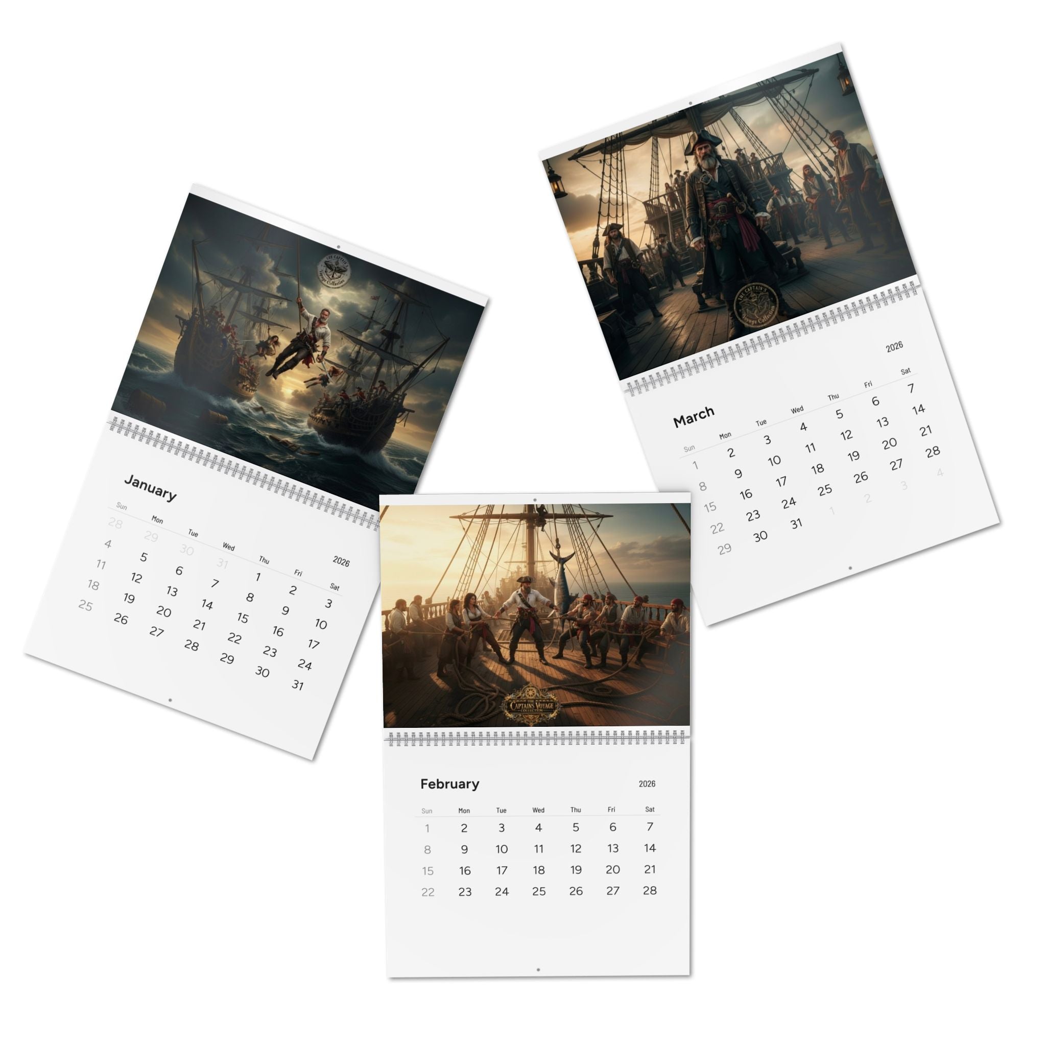 Pirate Adventure 2026 Wall Calendar — Vintage Sailing & Swashbucklers