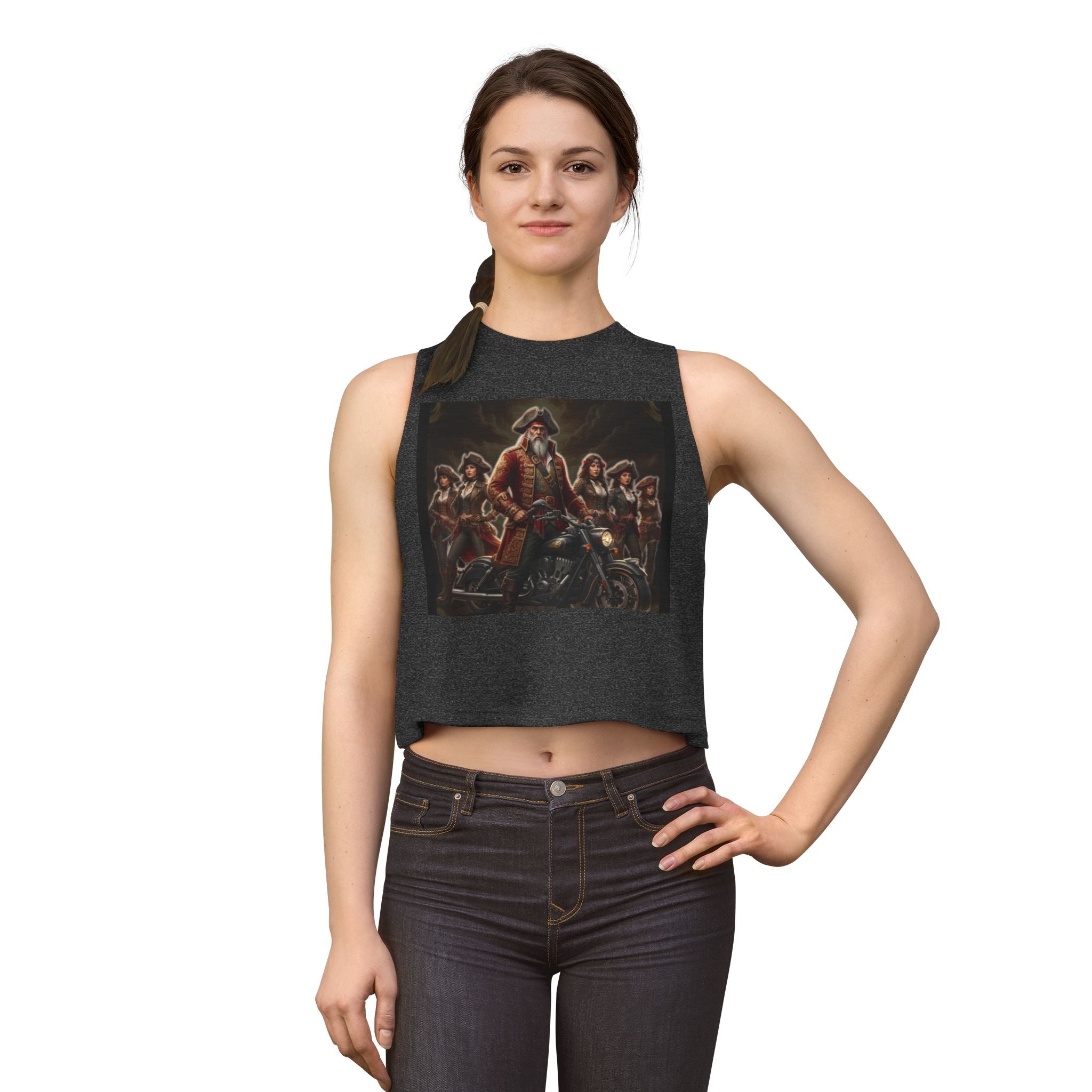 Women's Crop Top — Vintage Pirate Crew Motorcycle Graphic