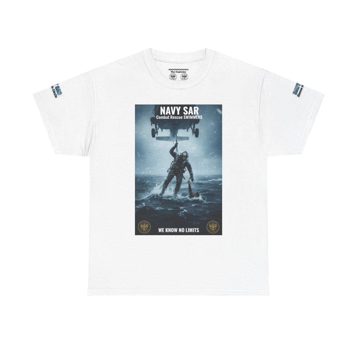 Navy SAR Combat Rescue Swimmers T‑Shirt — "We Know No Limits"